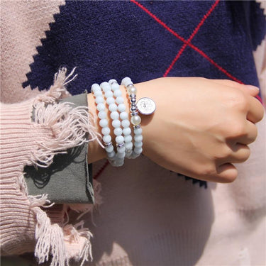 108 Aquamarin Beads Mala with Lotus Charm-Your Soul Place